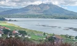 Ket Foto: Pemandangan dari jarak jauh, terhadap Gunung Batur di Desa Batur Kec. Kintamani, Bangli. Masyarakat menjaga budaya dan tradisi, beriringan dengan pariwisata berkelanjutan.